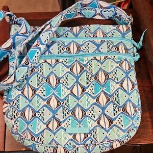 Vera Bradley Aqua and Blue Geometric Crossbody Bag